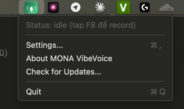 Menu bar dropdown idle state